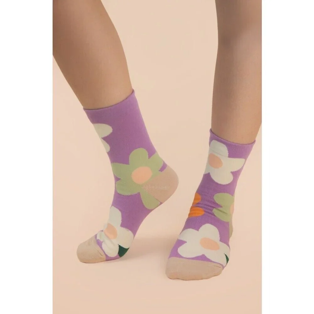 SC10007C-1 B Very M Multi Color Floral Print Socks Mauve One Size